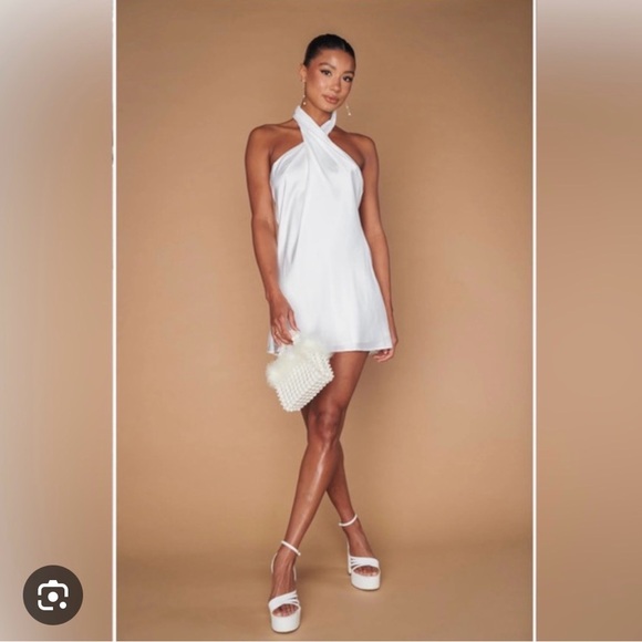 Show Me Your MuMu Jasmine Halter Mini Dress White Small - Picture 5 of 7